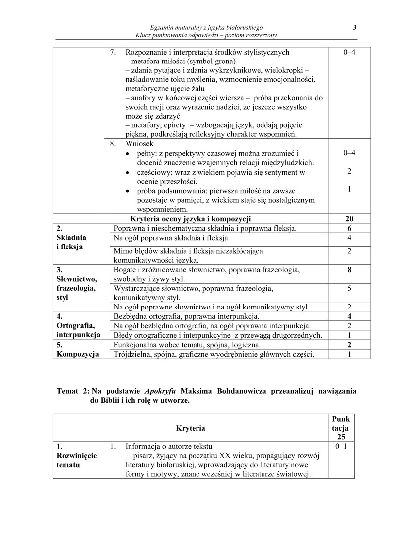 Odpowiedzi - jezyk bialoruski, p. rozszerzony , matura 2010-strona-03