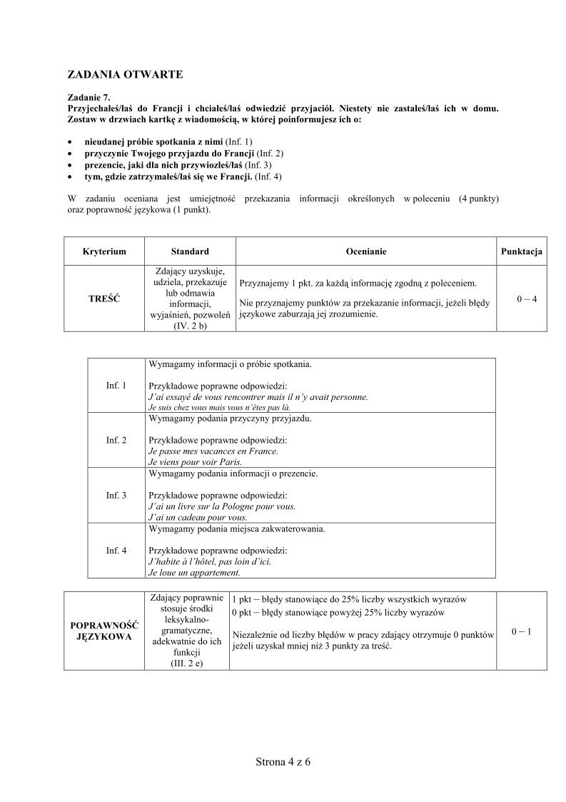 Odpowiedzi - jezyk francuski, p. podstawowy , matura 2010-strona-04