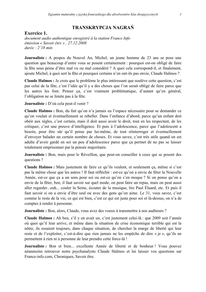 Transkrypcja - jezyk francuski w klasach dwujezycznych , matura 2010-strona-01