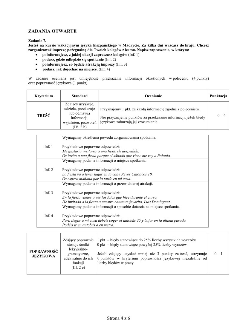 Odpowiedzi - jezyk hiszpanski, p. podstawowy , matura 2010-strona-04