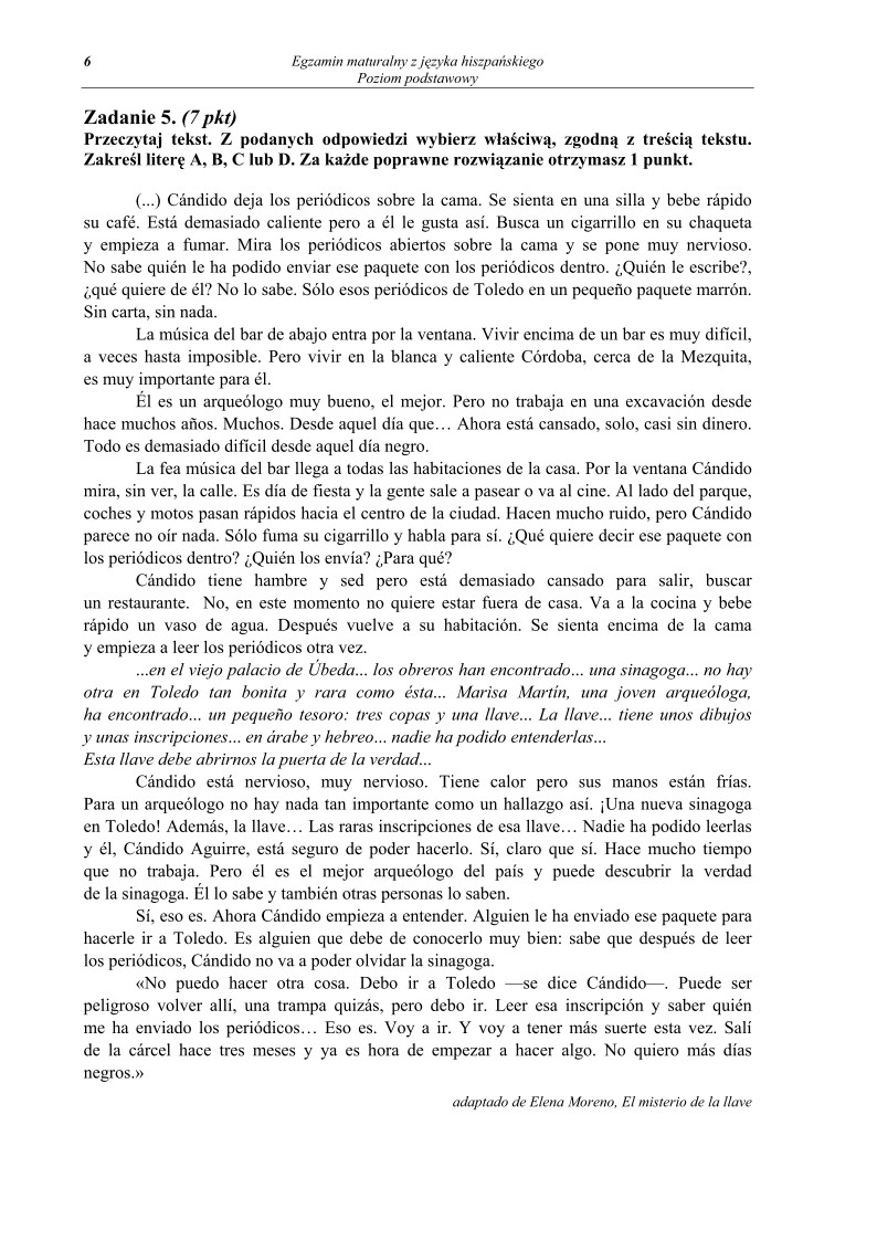 Pytanie - jezyk hiszpanski, p. podstawowy , matura 2010-strona-06