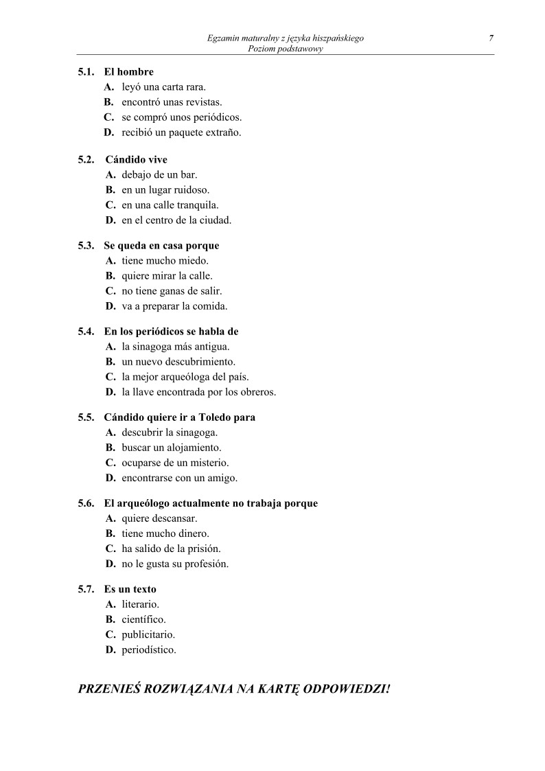 Pytanie - jezyk hiszpanski, p. podstawowy , matura 2010-strona-07