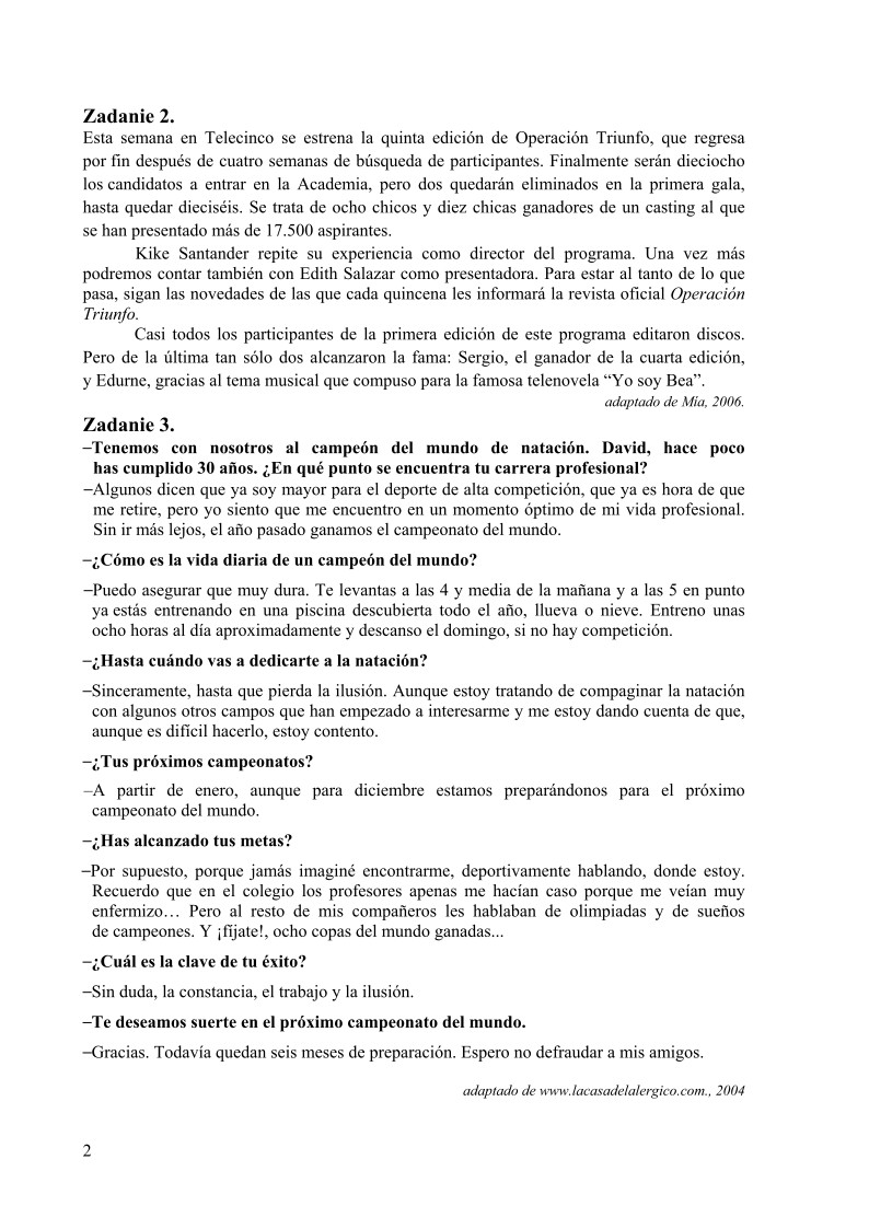 Transkrypcja - jezyk hiszpanski, p. podstawowy , matura 2010-strona-02