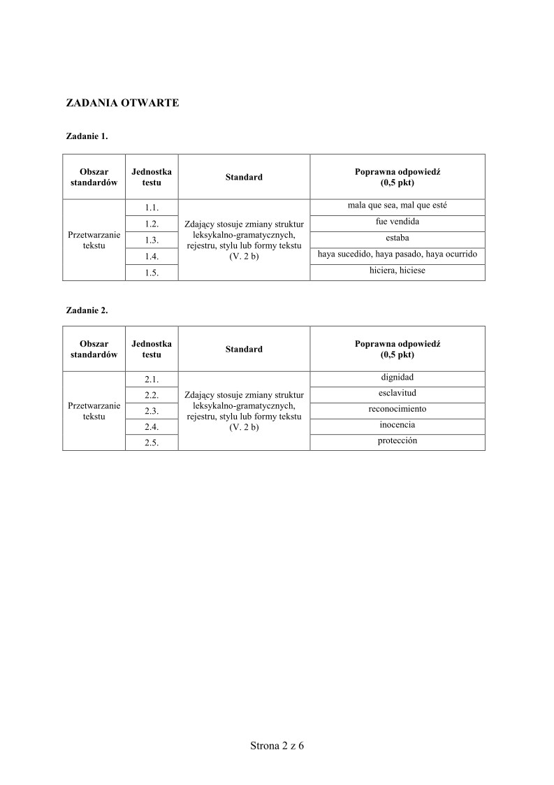 Odpowiedzi - jezyk hiszpanski, p. rozszerzony , matura 2010-strona-02