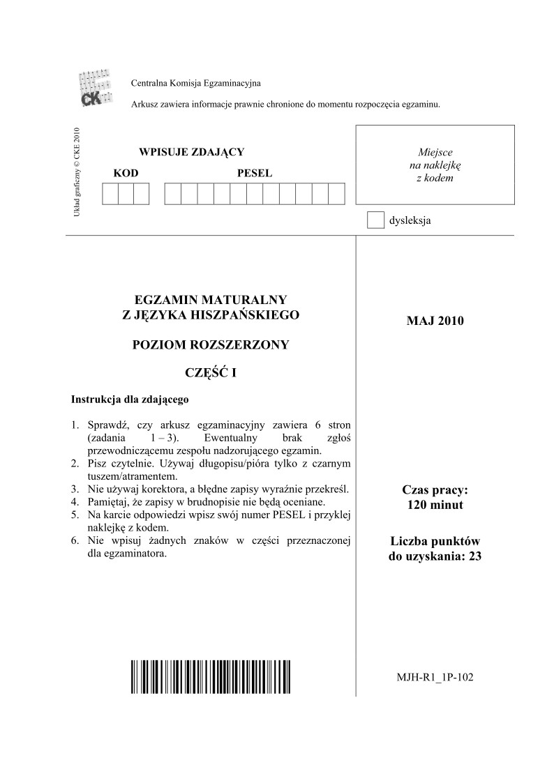 Pytanie - jezyk hiszpanski, p. rozszerzony , matura 2010 cz1-strona-01