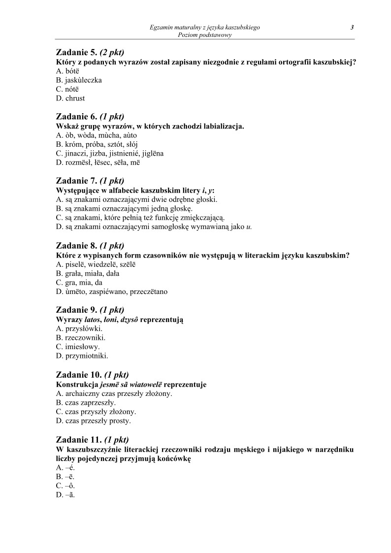 Pytania - jezyk kaszubski, p. podstawowy, matura 2010-strona-03