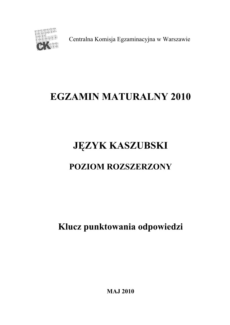 Odpowiedzi - jezyk kaszubski, p. rozszerzony, matura 2010-strona-01