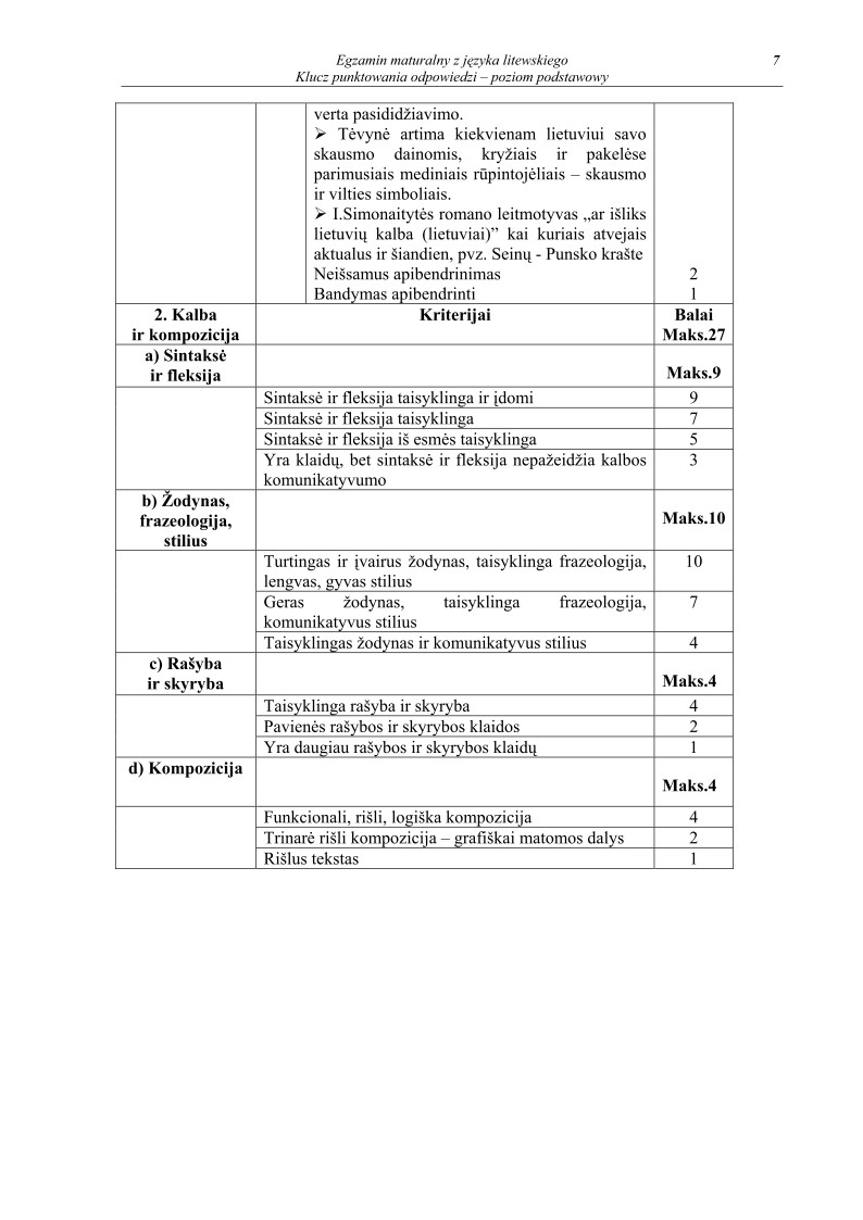 Odpowiedzi - jezyk litewski, p. podstawowy, matura 2010-strona-07