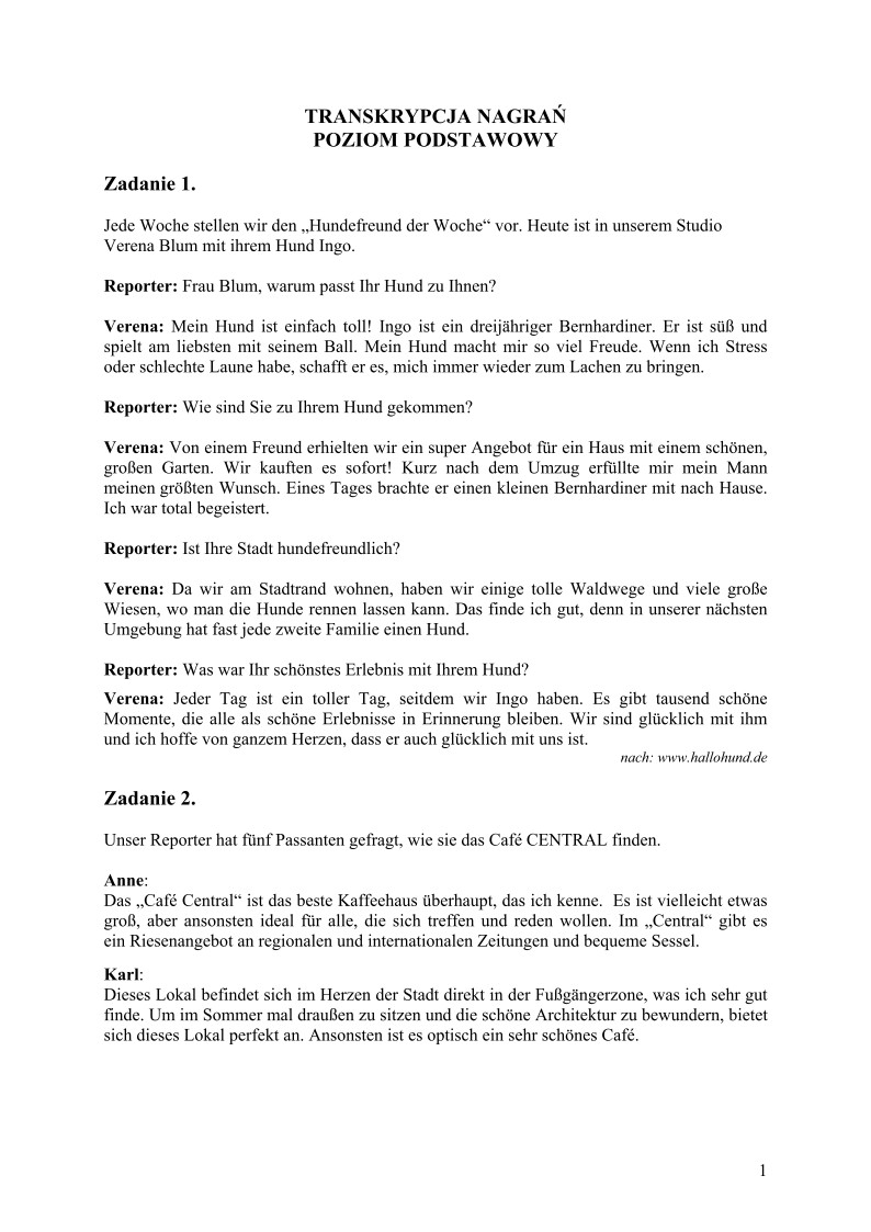 Transkrypcja - jezyk niemiecki, p. podstawowy, matura 2010-strona-01