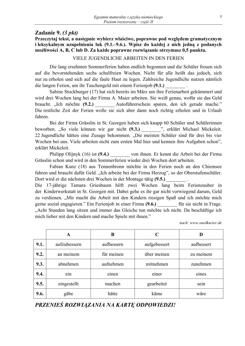 Pytania - jezyk niemiecki, p. rozszerzony, matura 2010 cz2-strona-07