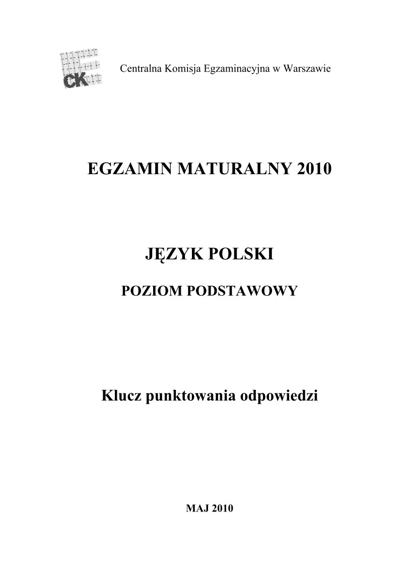 Odpowiedzi - jezyk polski, p. podstawowy, matura 2010-strona-01
