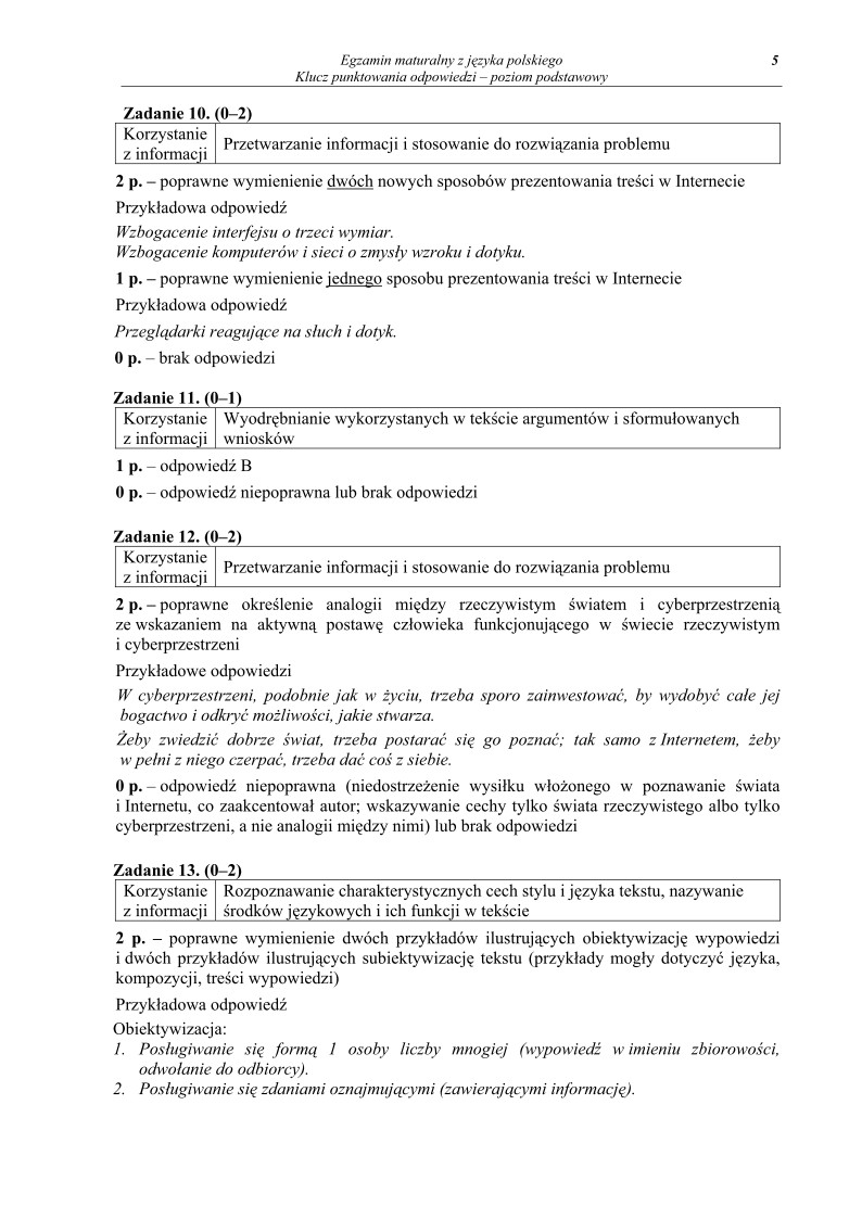 Odpowiedzi - jezyk polski, p. podstawowy, matura 2010-strona-05