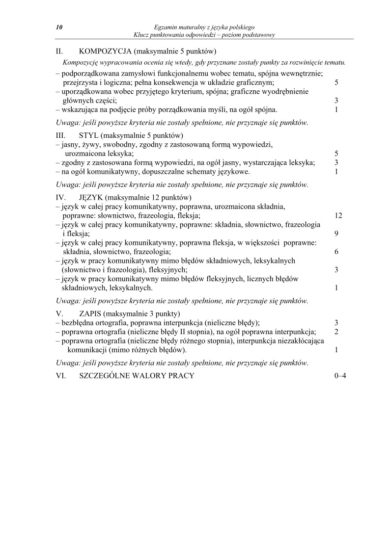Odpowiedzi - jezyk polski, p. podstawowy, matura 2010-strona-10