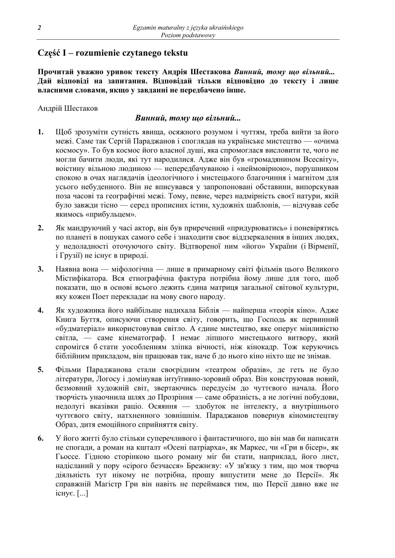 Pytania - jezyk ukrainski, p. podstawowy, matura 2010-strona-02