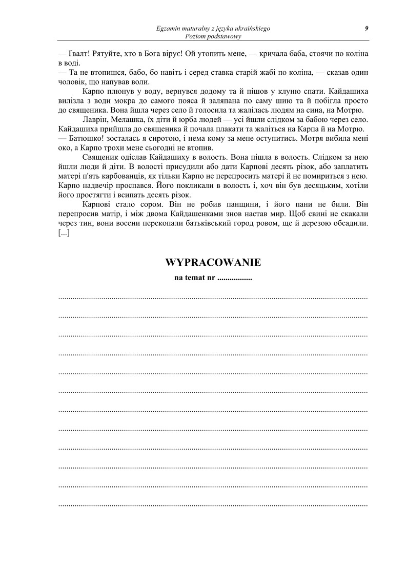Pytania - jezyk ukrainski, p. podstawowy, matura 2010-strona-09