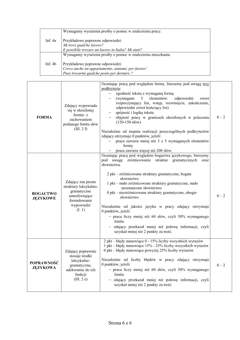 Odpowiedzi - jezyk wloski, p. podstawowy, matura 2010-strona-06