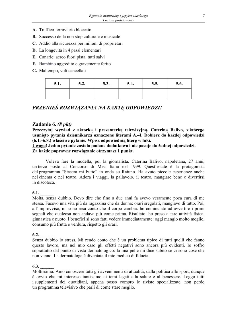 Pytania - jezyk wloski, p. podstawowy, matura 2010-strona-07