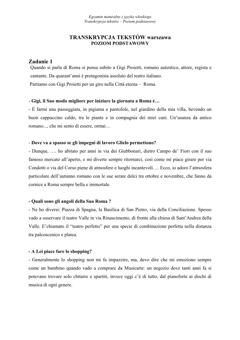 Transkrypcja - jezyk wloski, p. podstawowy, matura 2010-strona-01
