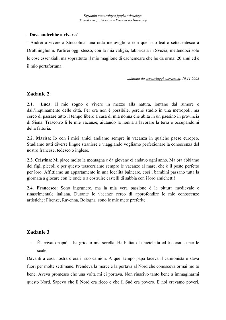 Transkrypcja - jezyk wloski, p. podstawowy, matura 2010-strona-02