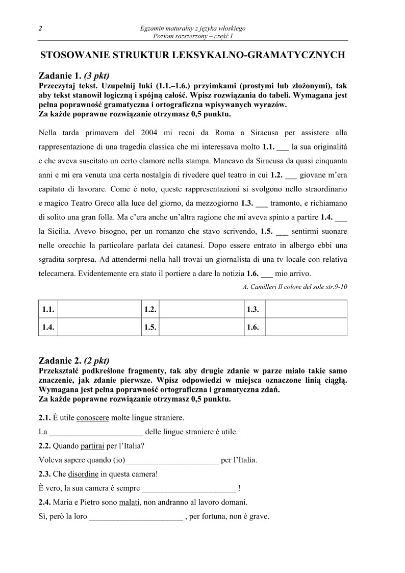 Pytania - jezyk wloski, p. rozszerzony, matura 2010 cz1-strona-02