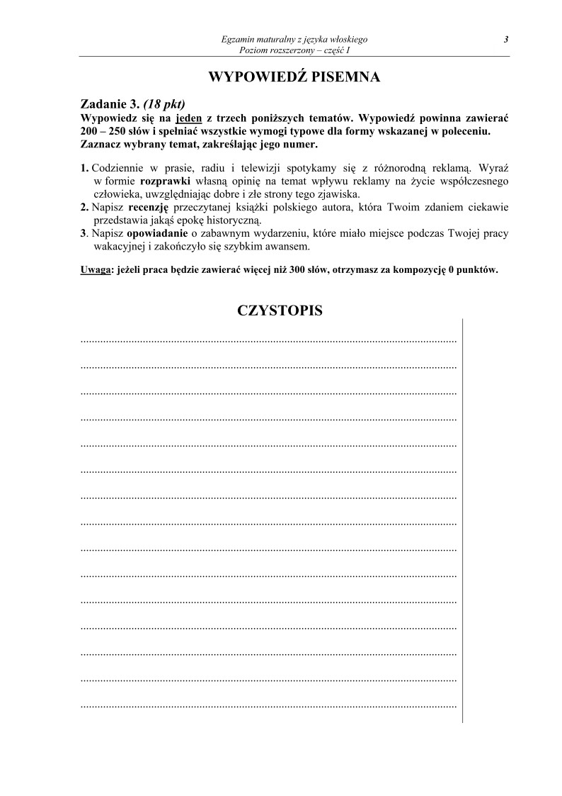 Pytania - jezyk wloski, p. rozszerzony, matura 2010 cz1-strona-03