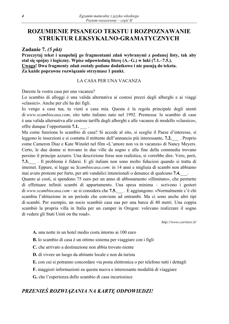 Pytania - jezyk wloski, p. rozszerzony, matura 2010 cz2-strona-04