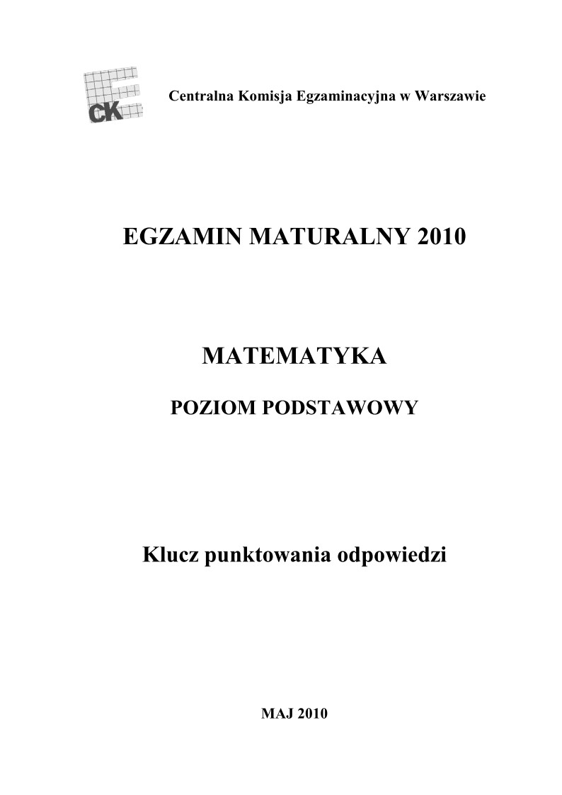 Odpowiedzi - matematyka, p. podstawowy, matura 2010-strona-01