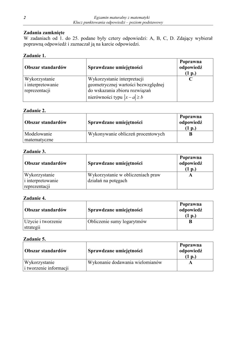 Odpowiedzi - matematyka, p. podstawowy, matura 2010-strona-02