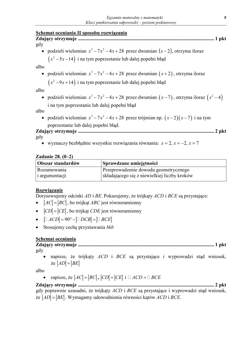 Odpowiedzi - matematyka, p. podstawowy, matura 2010-strona-09