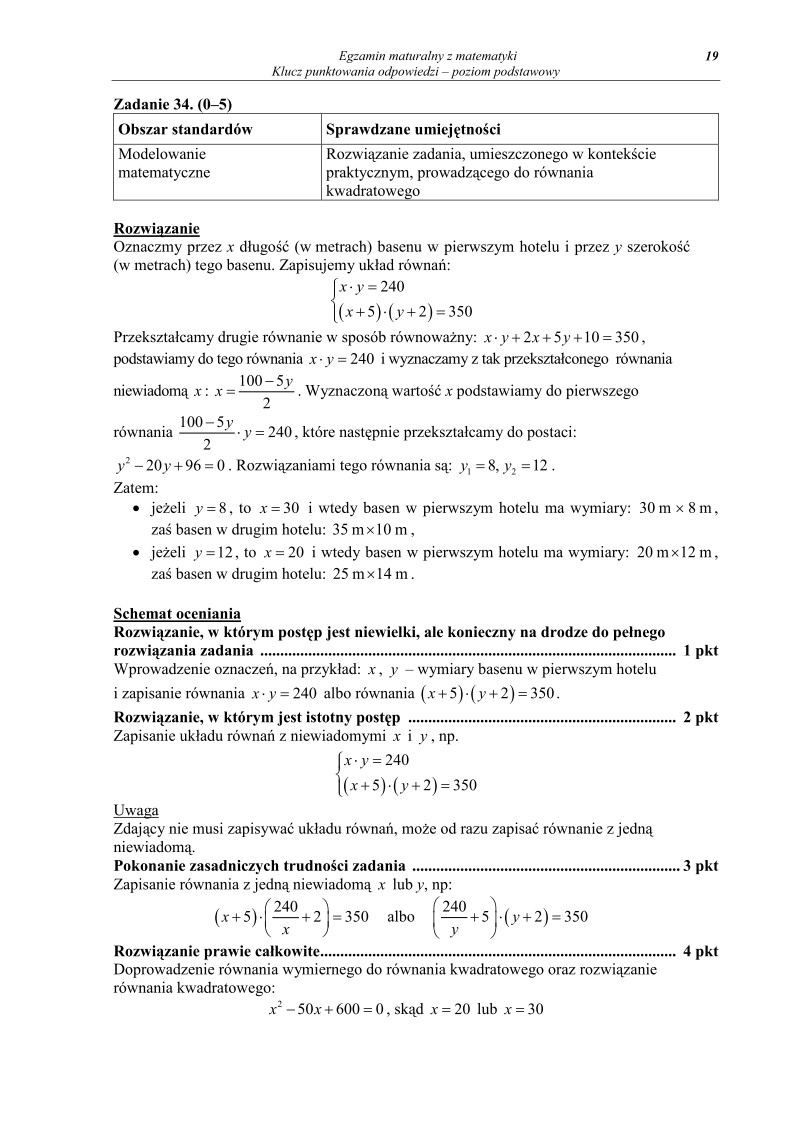 Odpowiedzi - matematyka, p. podstawowy, matura 2010-strona-19