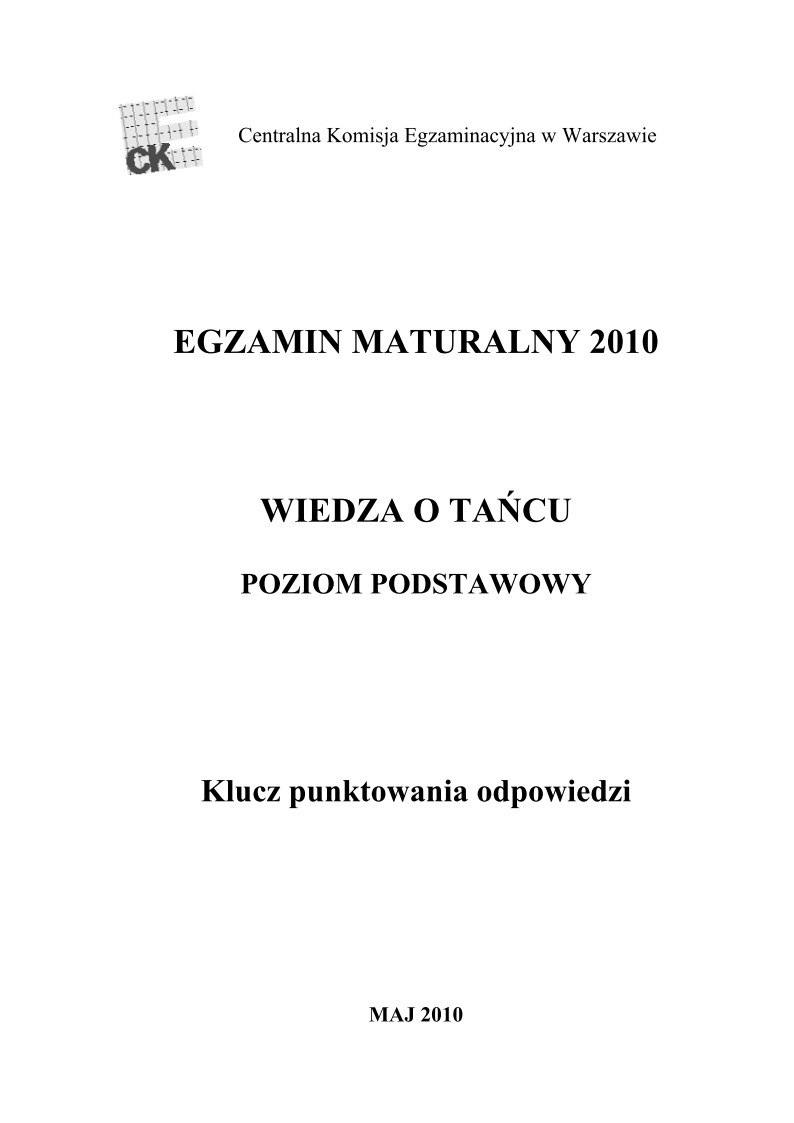 Odpowiedzi - wiedza o tancu, p. podstawowy, matura 2010-strona-01