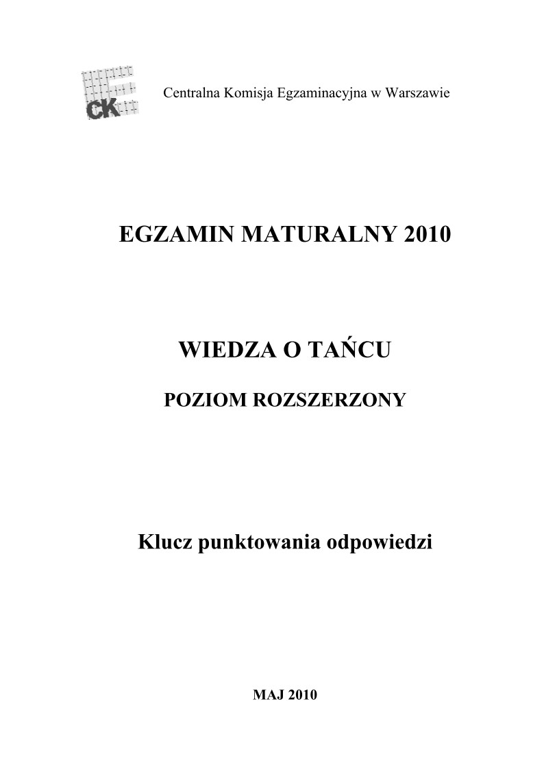 Odpowiedzi - wiedza o tancu, p. rozszerzony, matura 2010-strona-01