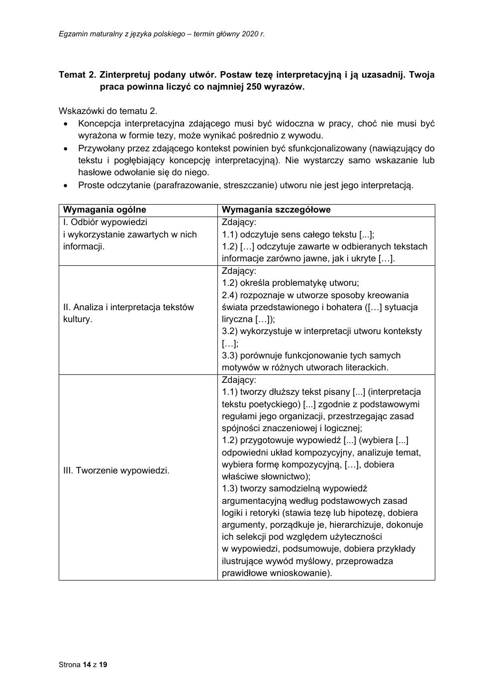 język polski podstawowy - matura 2020 - odpowiedzi-14