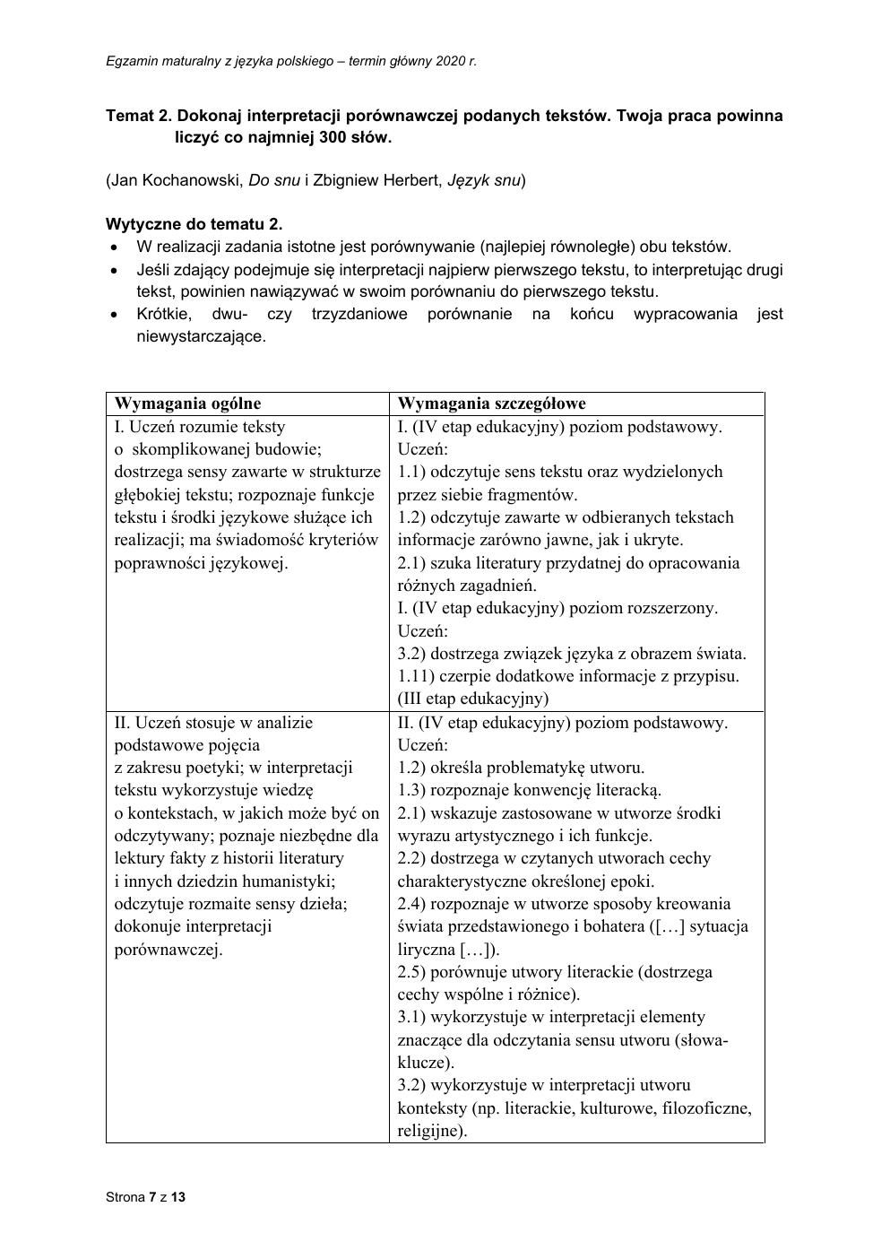 język polski rozszerzony - matura 2020 - zasady oceniania-07