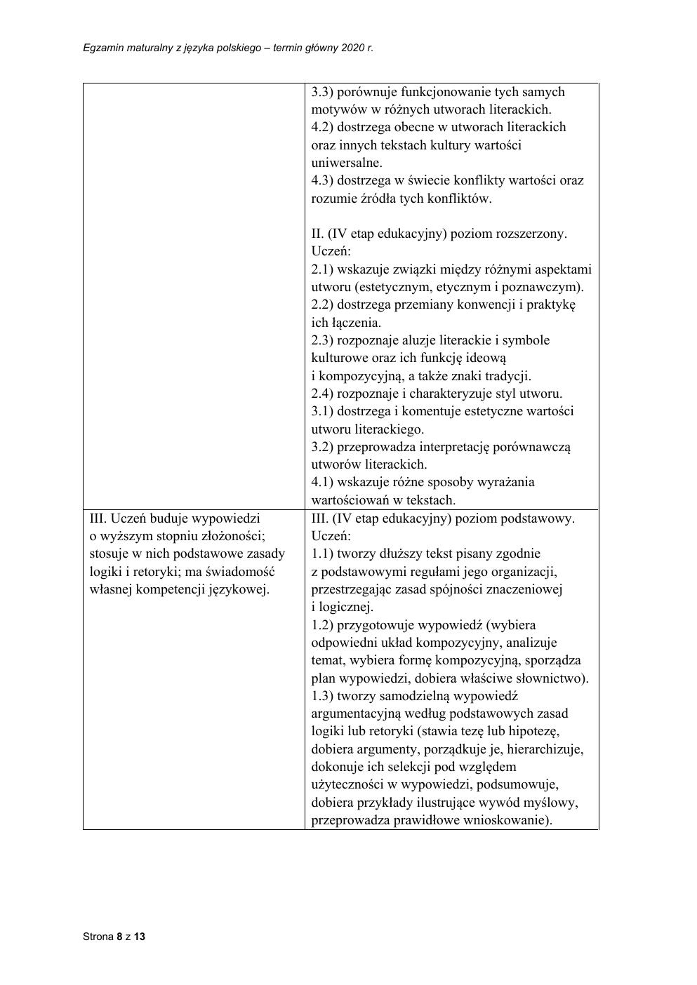 język polski rozszerzony - matura 2020 - zasady oceniania-08