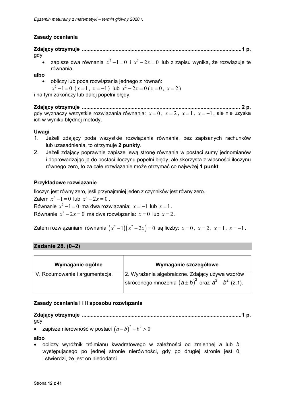 matematyka podstawowy - matura 2020 - odpowiedzi-12