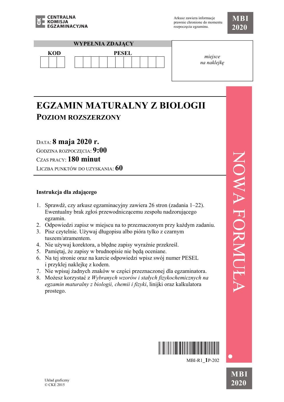 arkusz - biologia rozszerzony - matura 2020-01