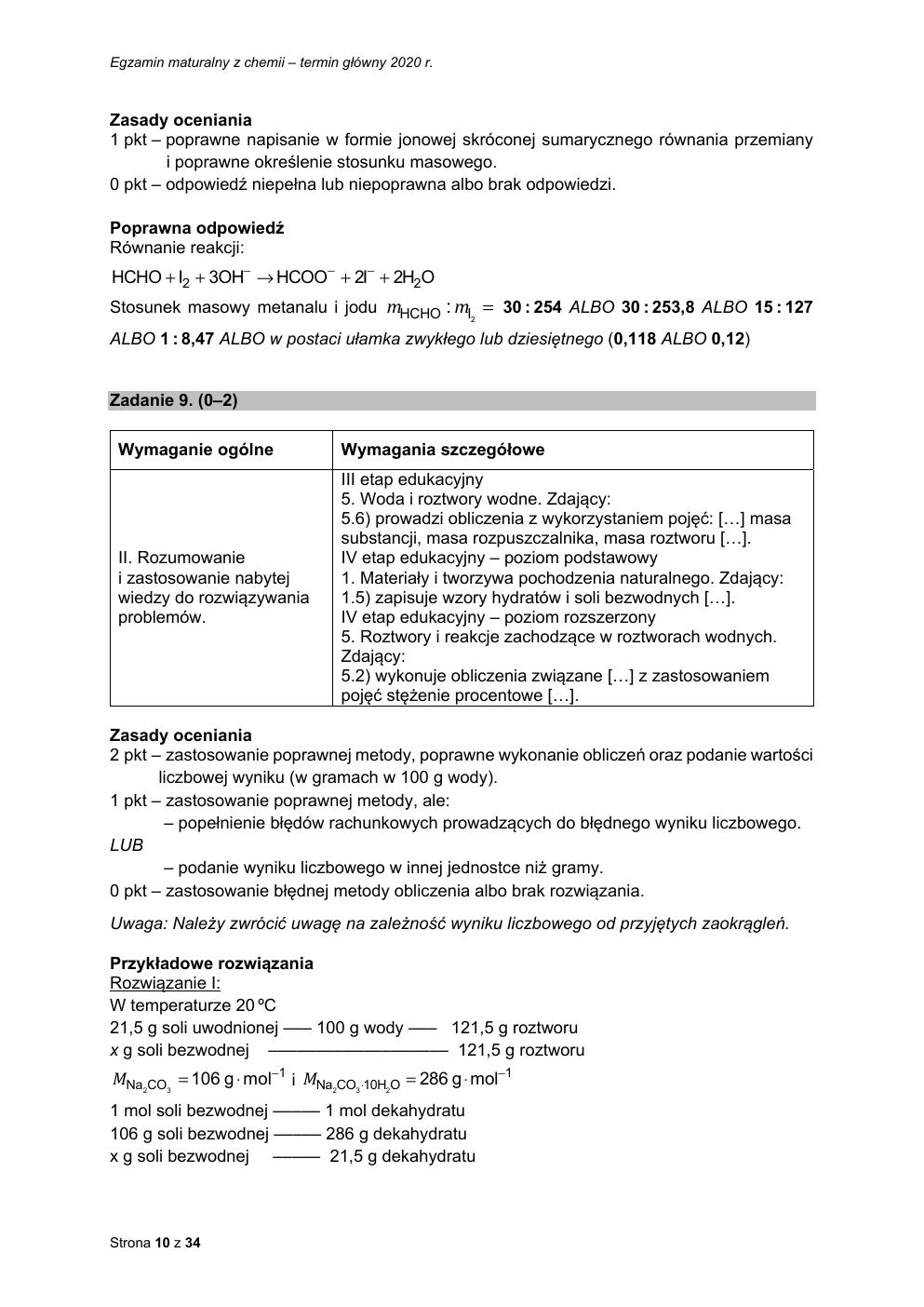 chemia - matura 2020 - odpowiedzi-10