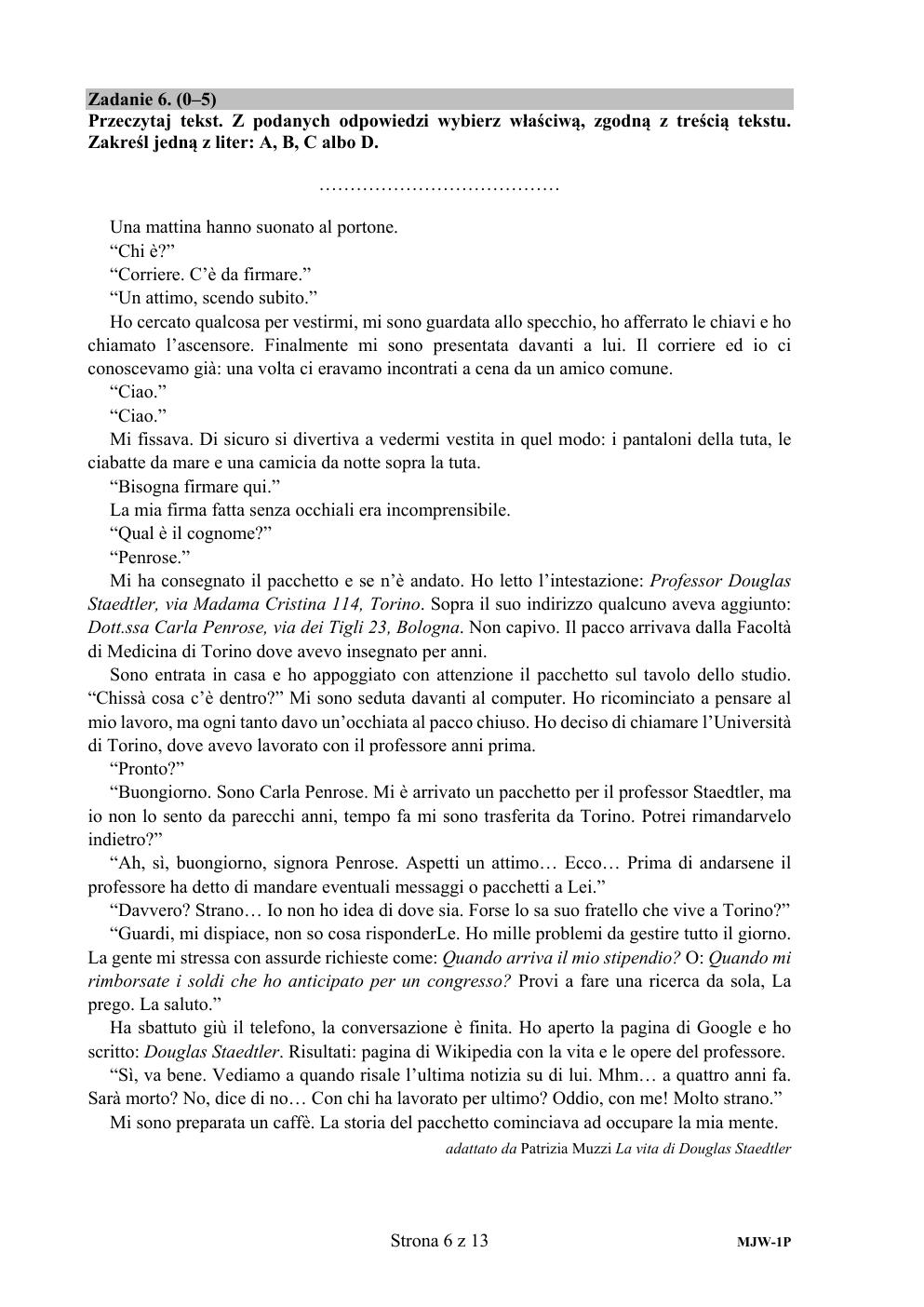 arkusz - język włoski podstawowy - matura 2020-06