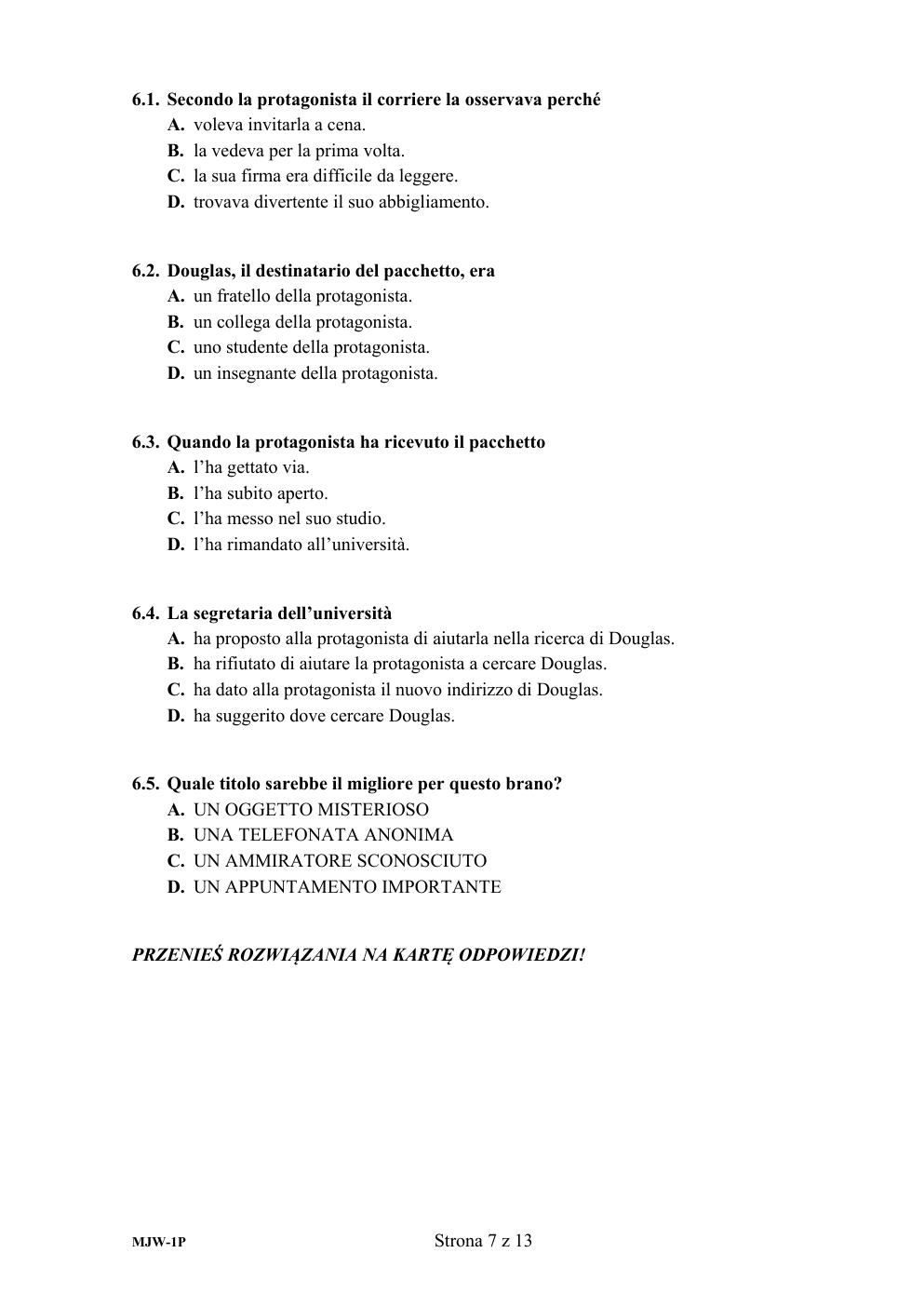 arkusz - język włoski podstawowy - matura 2020-07