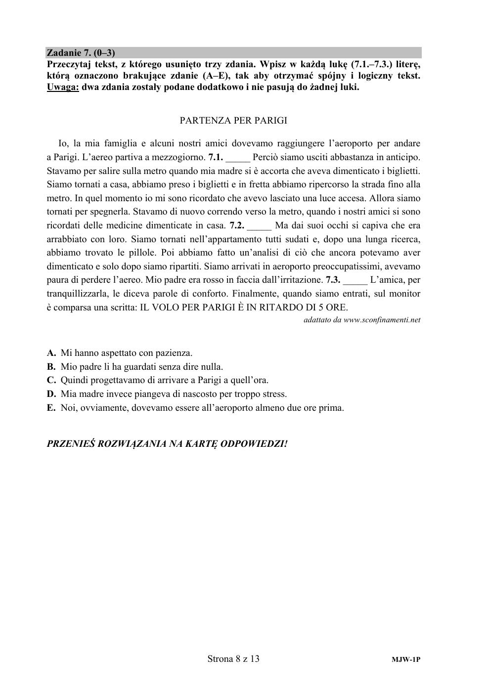 arkusz - język włoski podstawowy - matura 2020-08