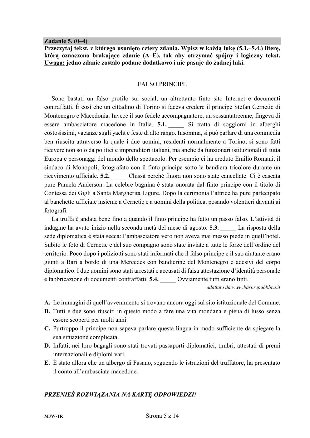 arkusz - język włoski rozszerzony - matura 2020-05
