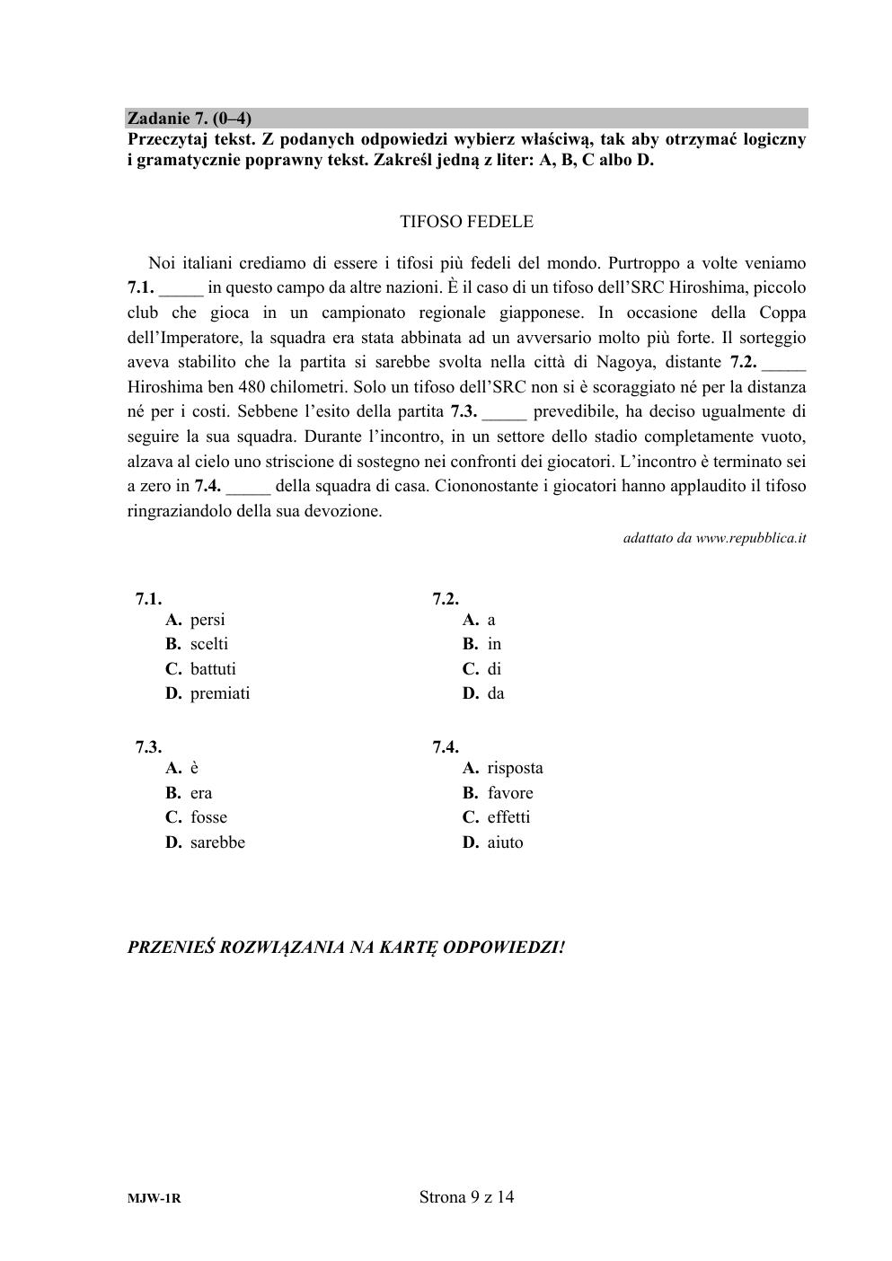 arkusz - język włoski rozszerzony - matura 2020-09