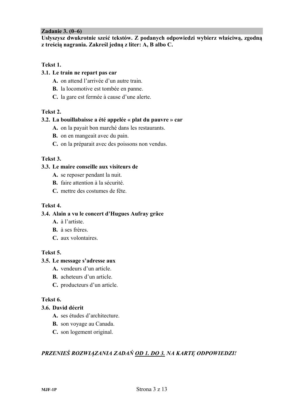 arkusz - język francuski podstawowy - matura 2020-03