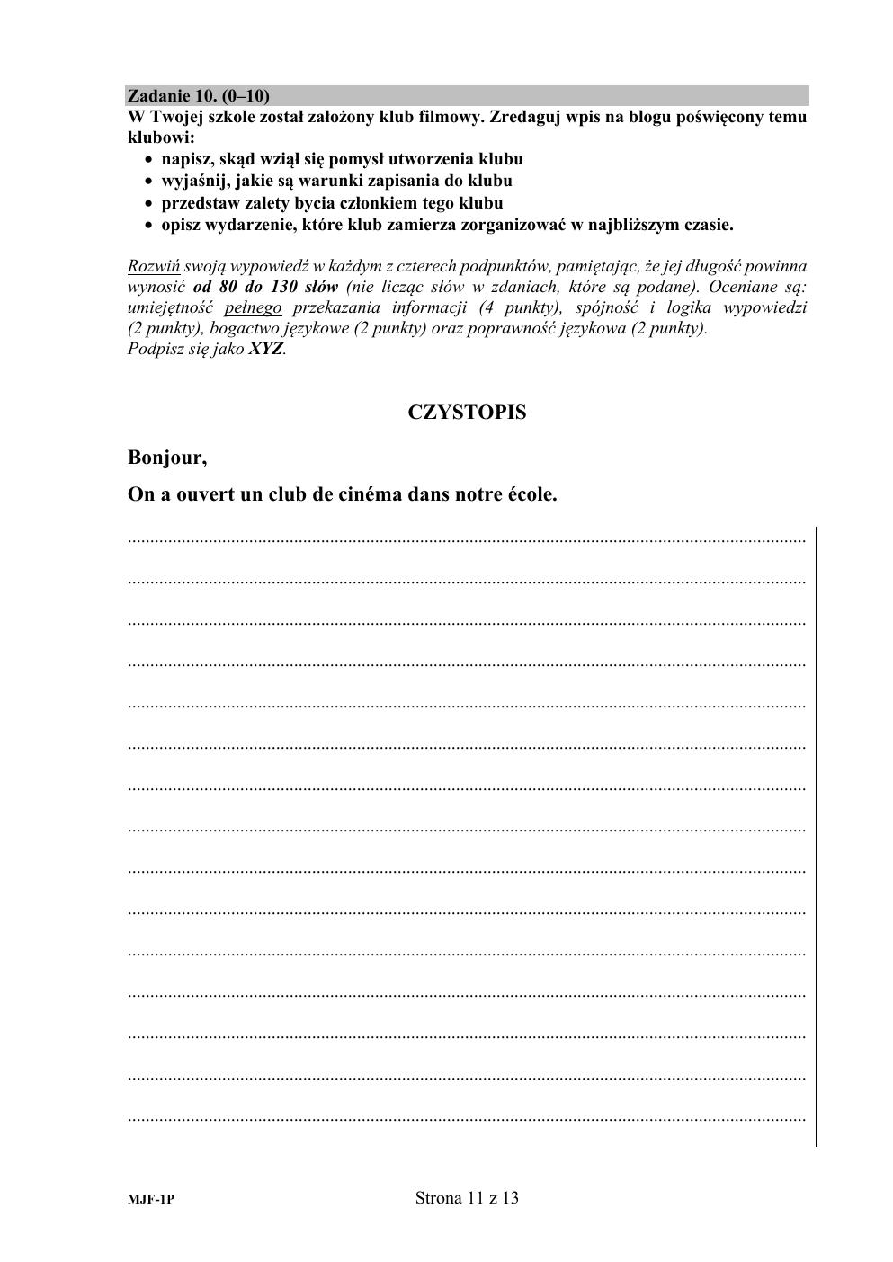 arkusz - język francuski podstawowy - matura 2020-11