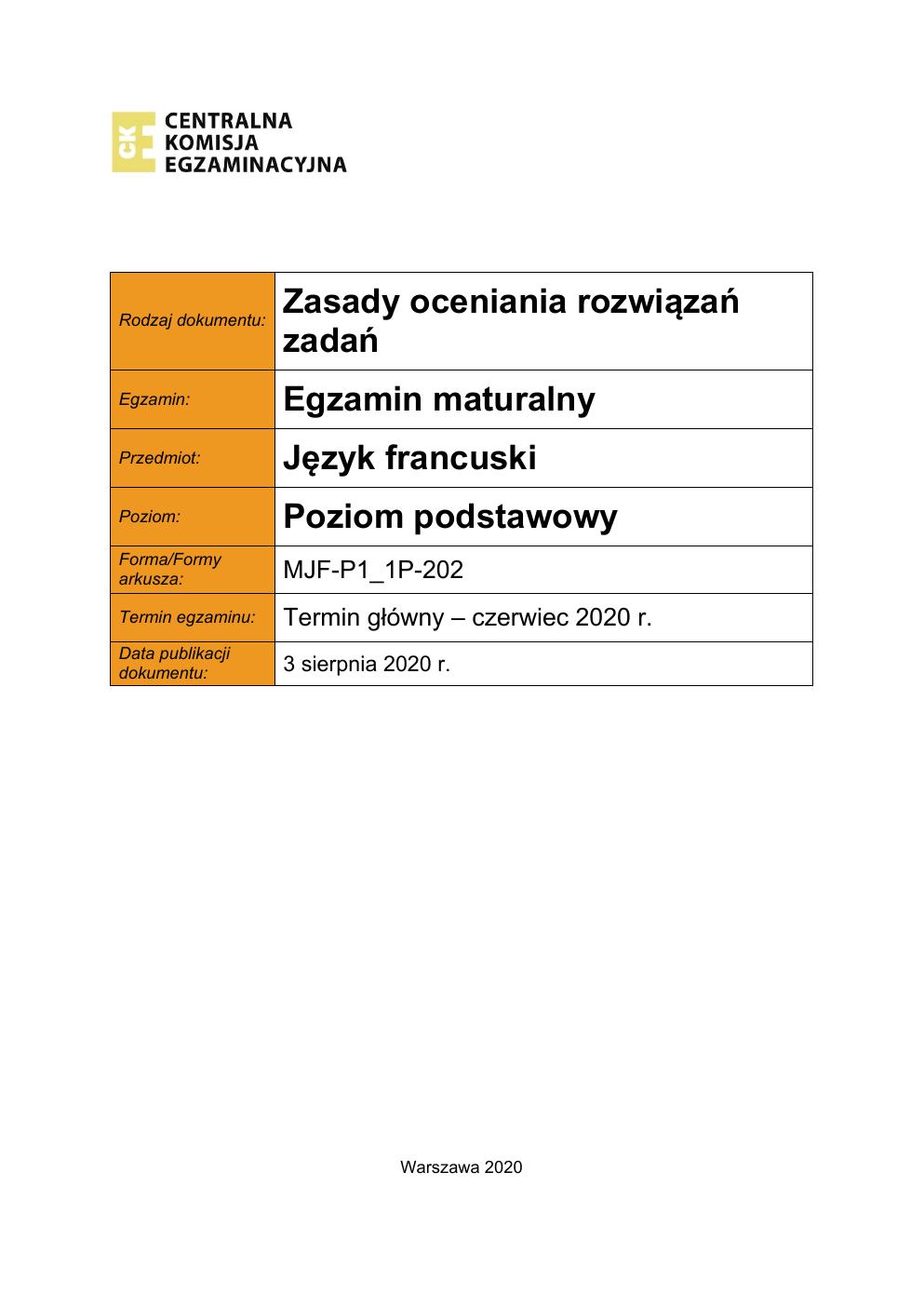 francuski podstawowy - matura 2020 - odpowiedzi-01