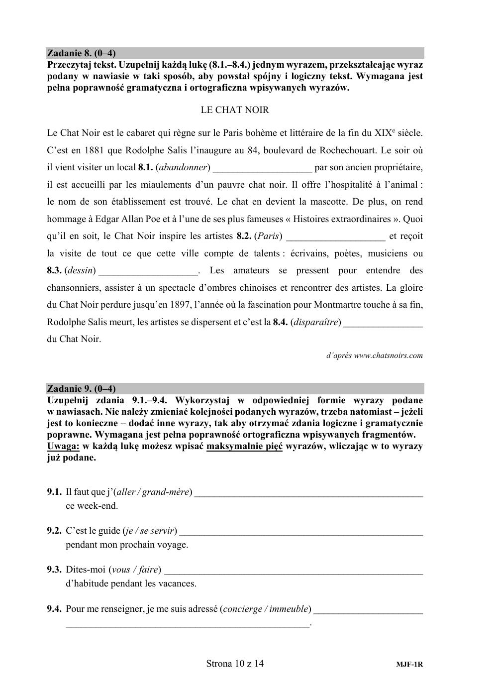 arkusz - język francuski rozszerzony - matura 2020-10