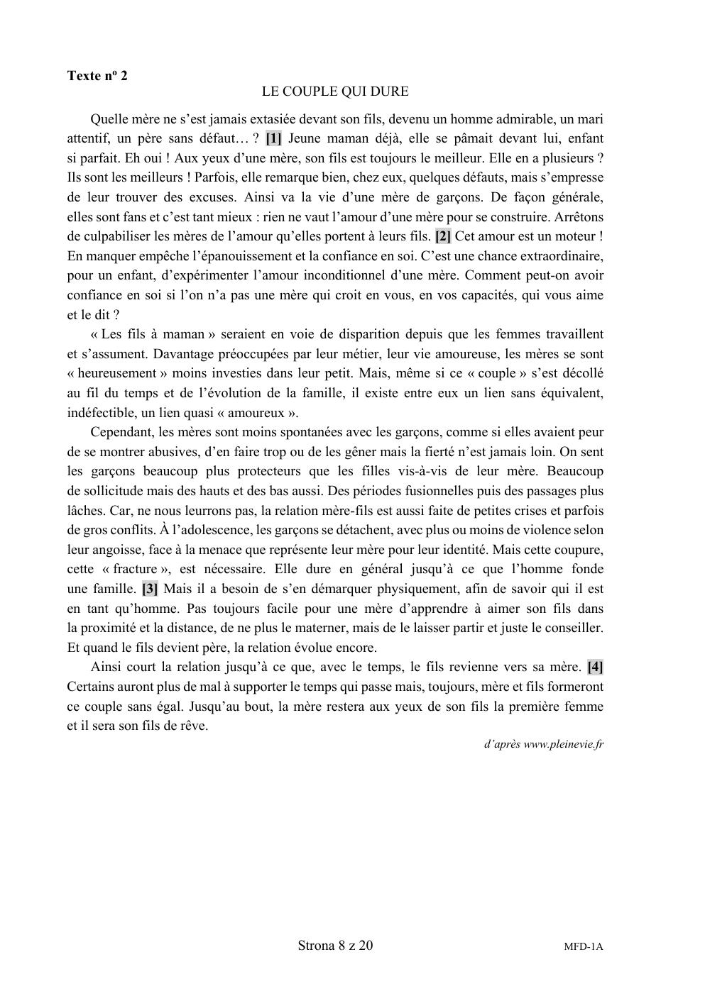 arkusz - język francuski dwujęzyczny - matura 2020-08