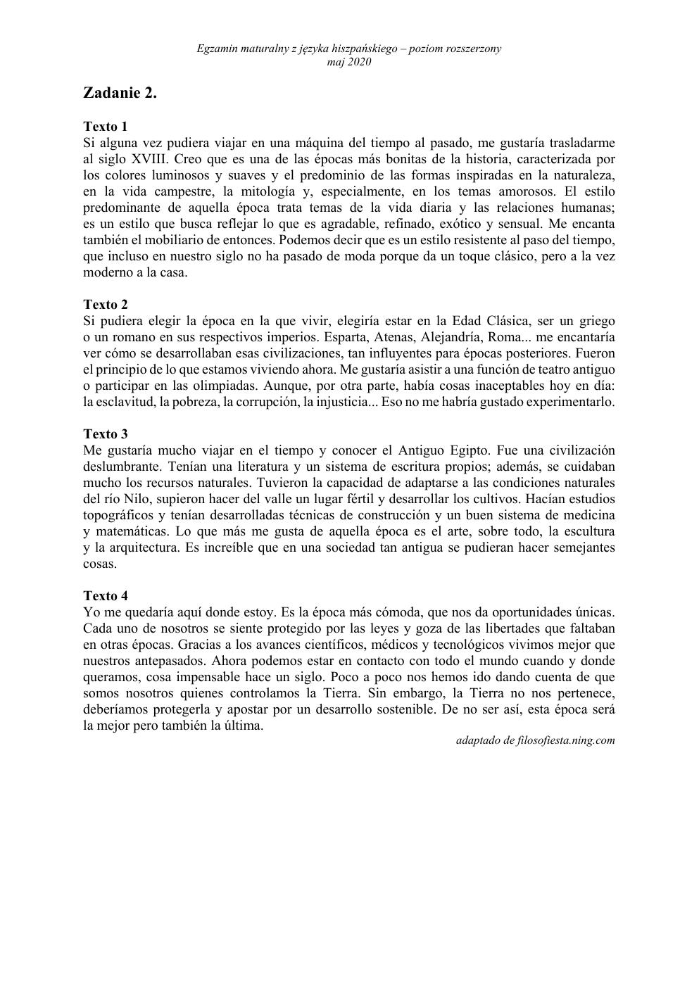 transkrypcja - hiszpański rozszerzony - matura 2020-2