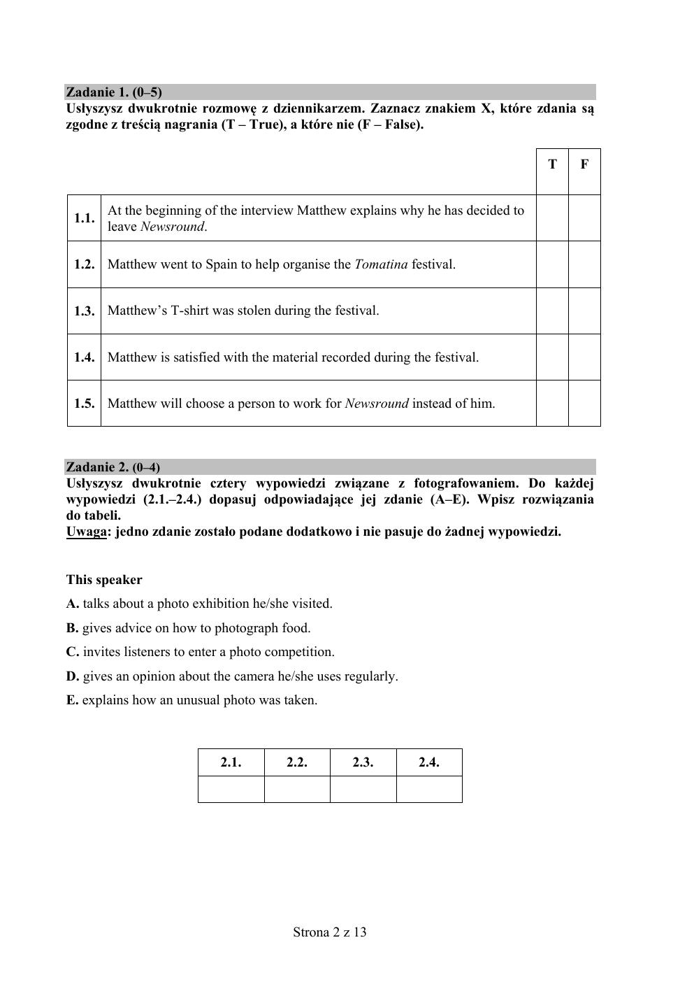 angielski podstawowy - matura próbna 2015 - arkusz-02